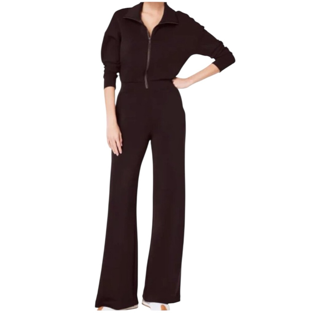 Spanx AirEssentials Wide Leg Jumpsuit Size Small Long Sleeve Black